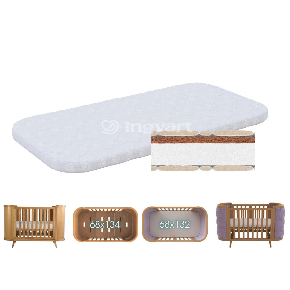 Matračis Boho 68/134 kokos + putas 7 cm balts