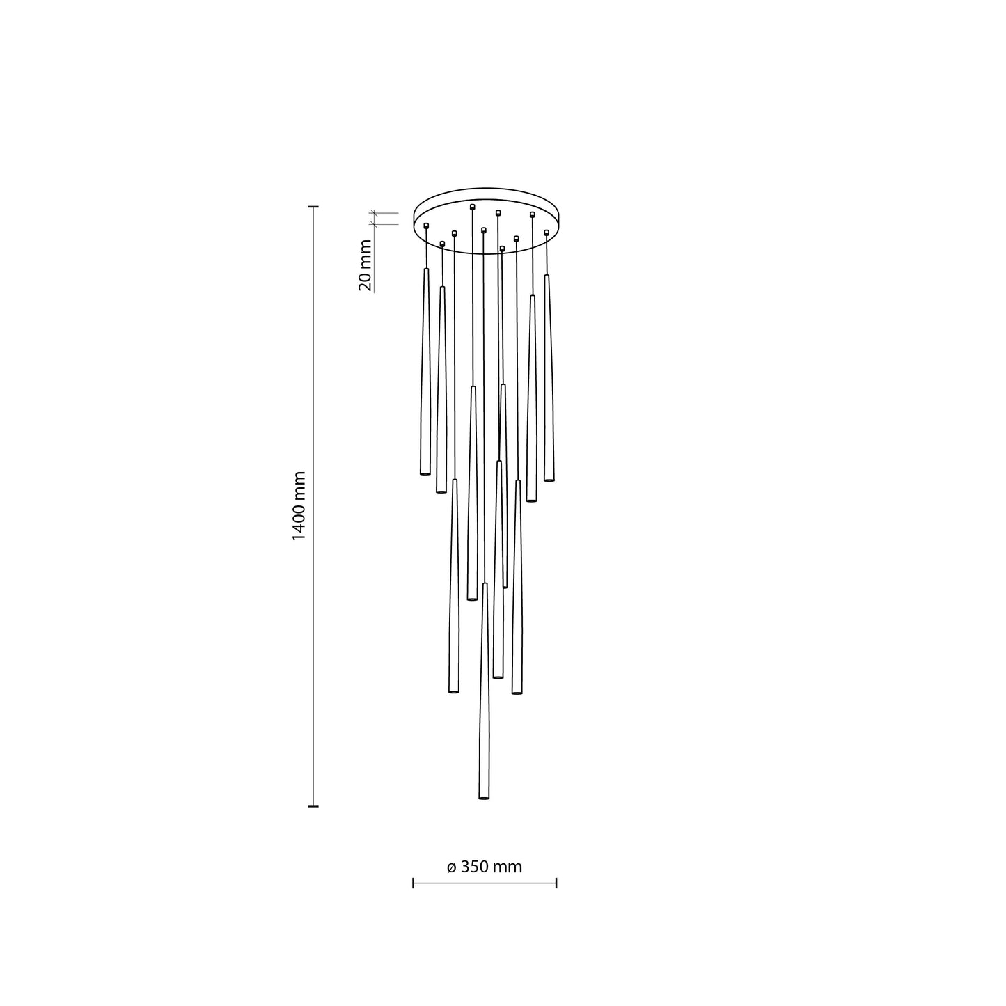 Piekaramā lampa Pia 35/35/140 cm melns/zelts - N1 Home