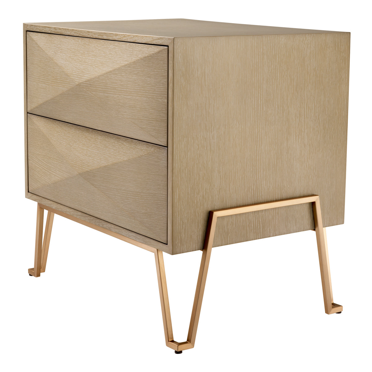 Naktsskapitis Highland Eichholtz 62.5/49/60 cm Washed oak veneer/brushed brass finish