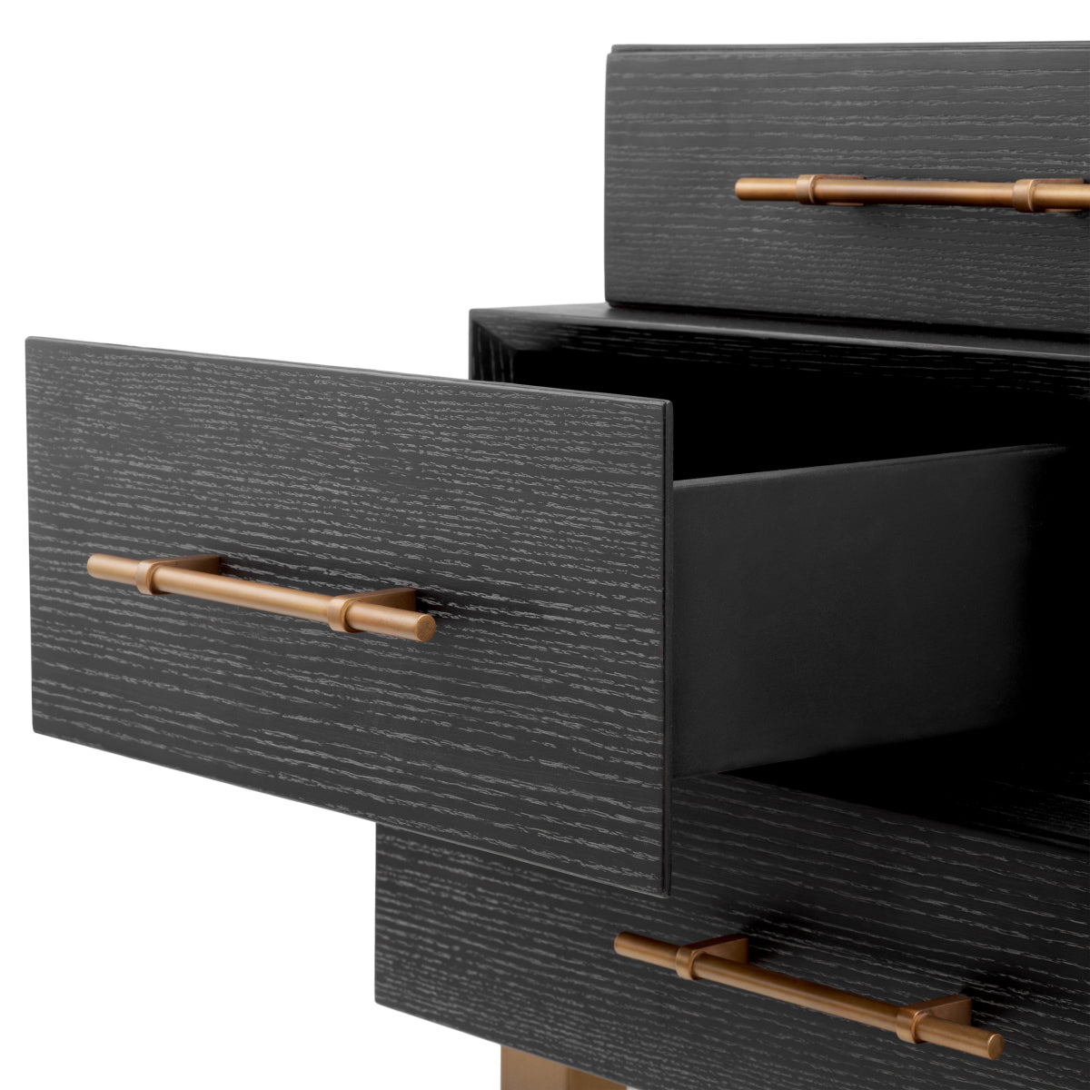 Naktsskapitis Evendale Eichholtz 60/50.5/49 cm Charcoal oak veneer/brushed brass finish