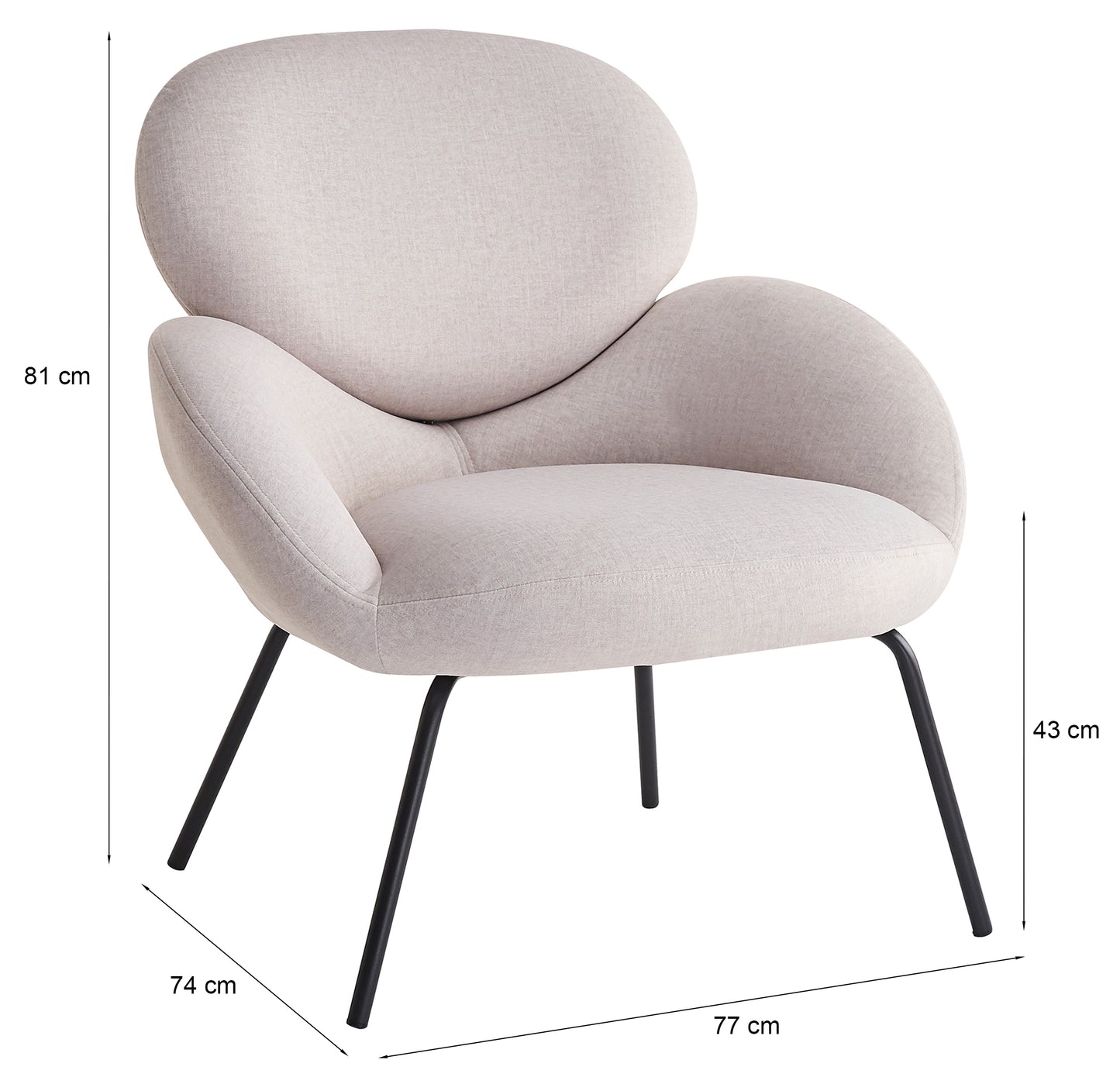 Krēsls Almo 81/77/74 cm bēšs