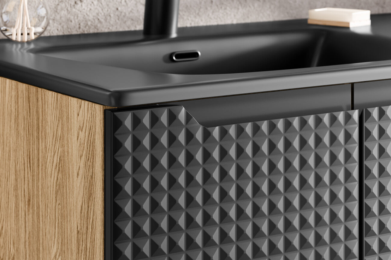 Vannas istabas mēbeļu komplekts Lukso S1 120 cm melns - N1 Home