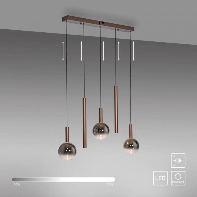 Piekaramā lampa BOWL 180/18/100 cm brūns - N1 Home