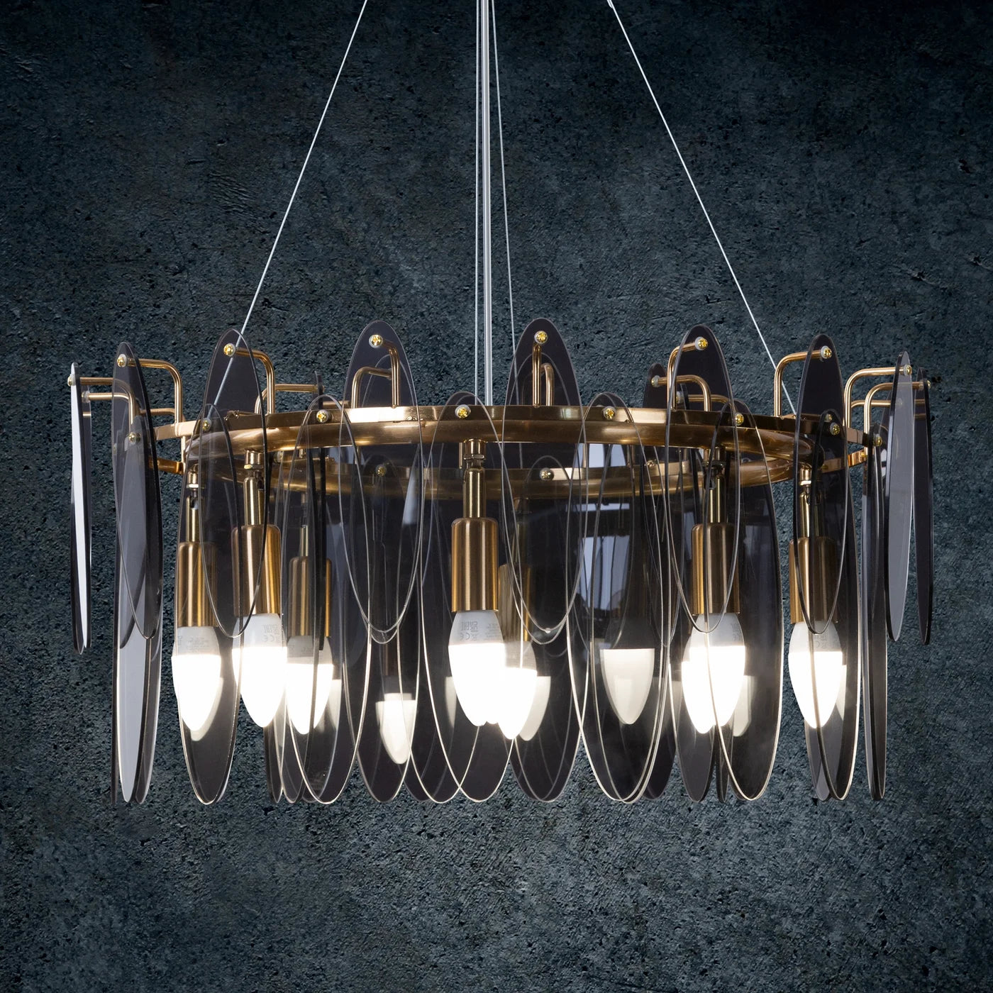 Lustra Mar ar kūpināta stikla piekariņiem, regulējams augstums, 60 x 150 cm, grafīts - N1 Home