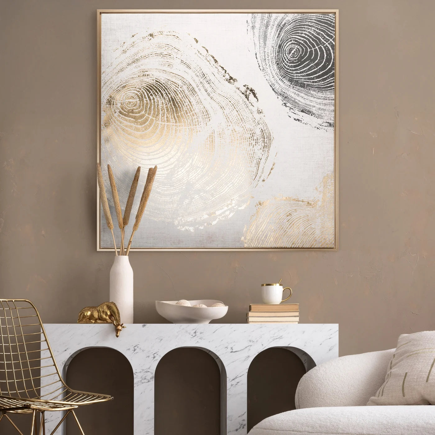 Glezna Daba 80/80 cm balts/zelts - N1 Home