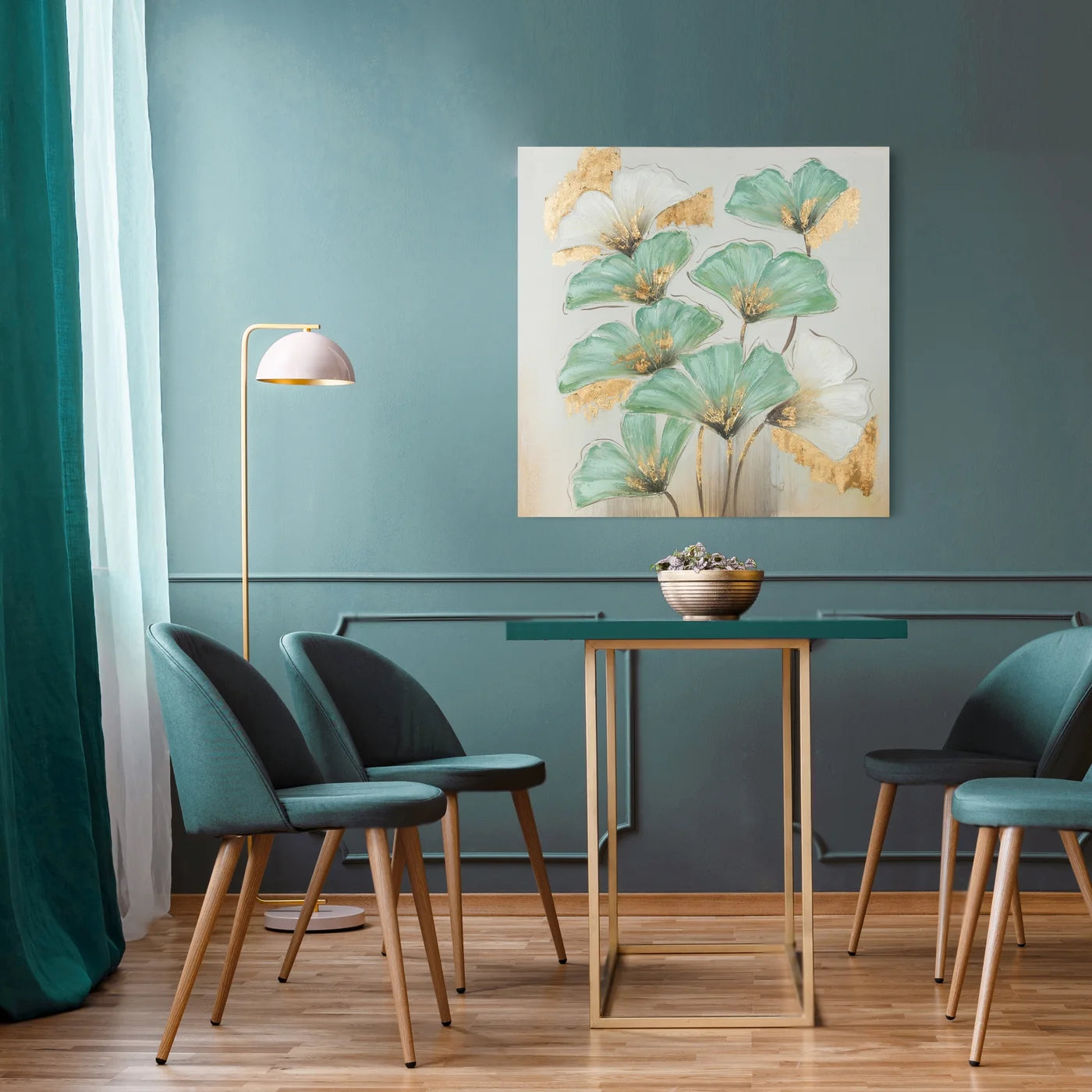 Glezna Ginko A 60/60 cm tirkīza/zelta - N1 Home