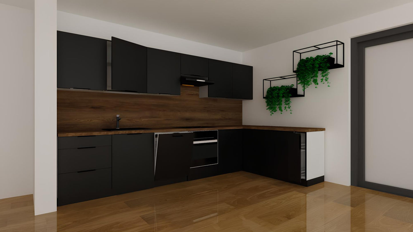 Virtuves augšējais skapis Aldo 80/28/72 cm melns - N1 Home