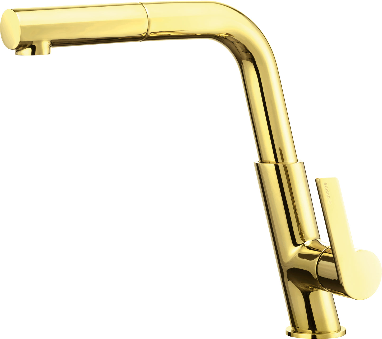 Virtuves jaucējkrāns ar izvelkamu snīpi Silia 253 mm zelts - N1 Home