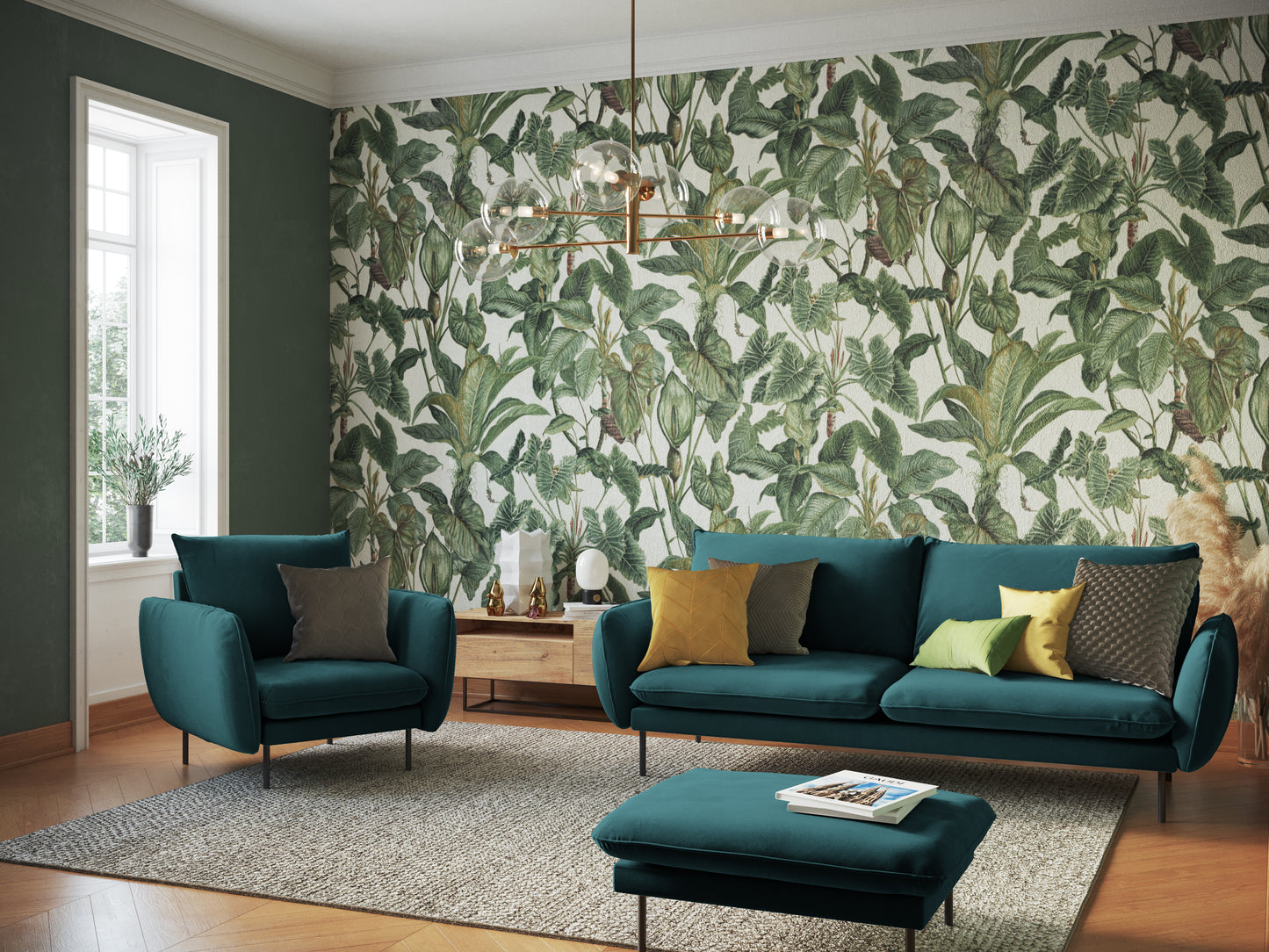 Atzveltnes krēsls Cosmopolitan Design Vienna samta 97x94x95 cm jūras zaļš - N1 Home