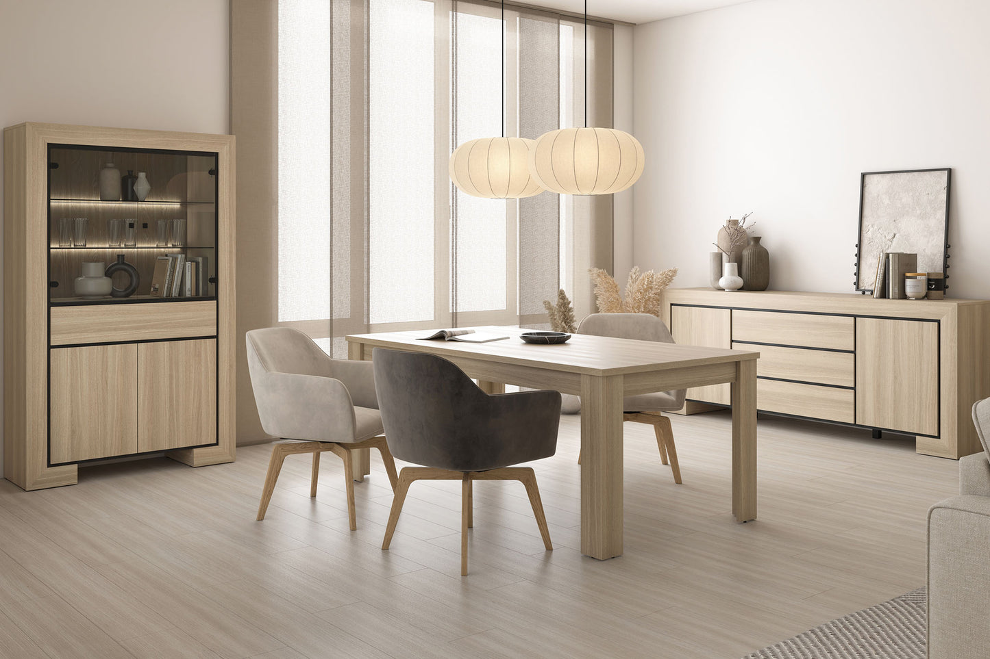 TV skapis Cabira II 160/41/51 cm elegants ozols/melns - N1 Home