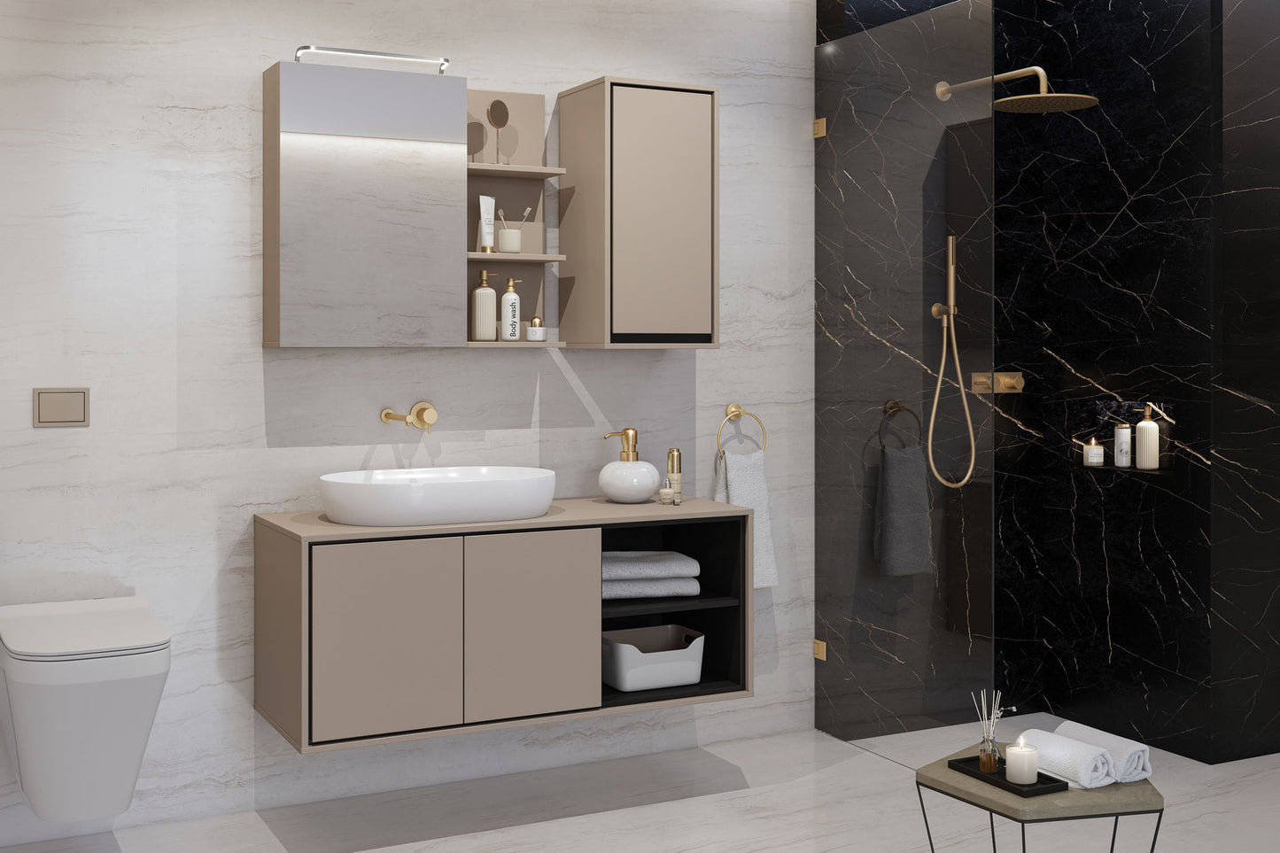 Skapis Iriva 35/30/172 cm congo/melns