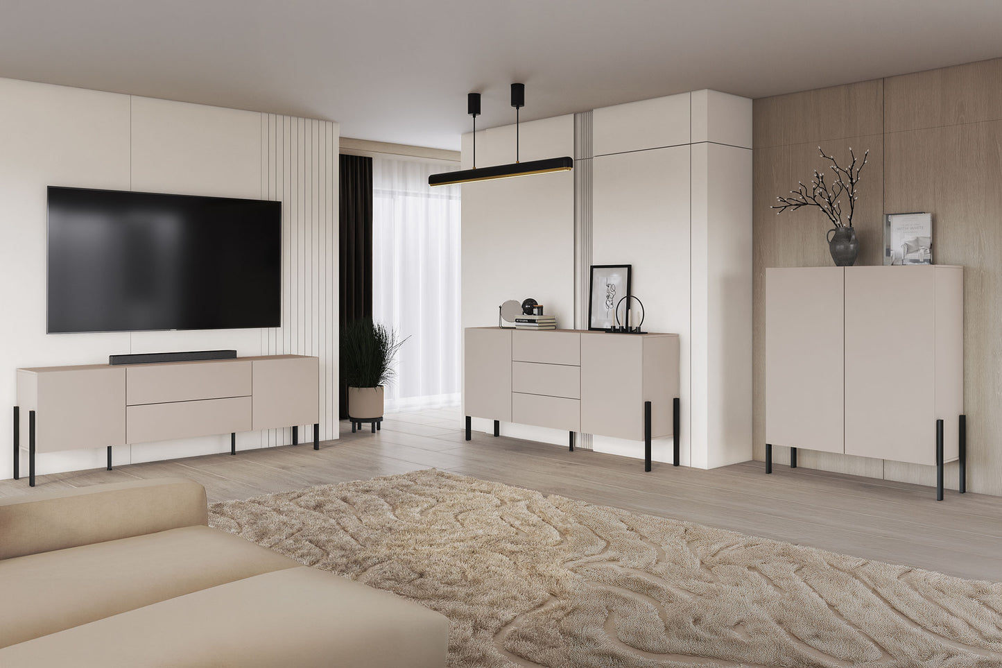 Kumode Jukka 94/150/50 cm kašmirs - N1 Home