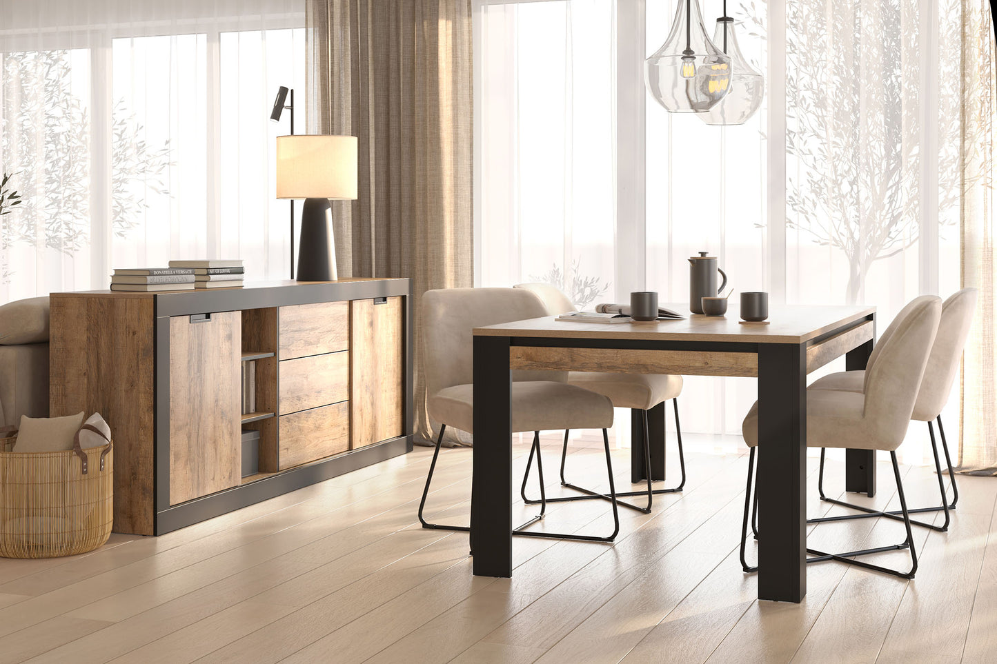 Kumode Valor 220/109/45 cm samdal ozols/melns - N1 Home