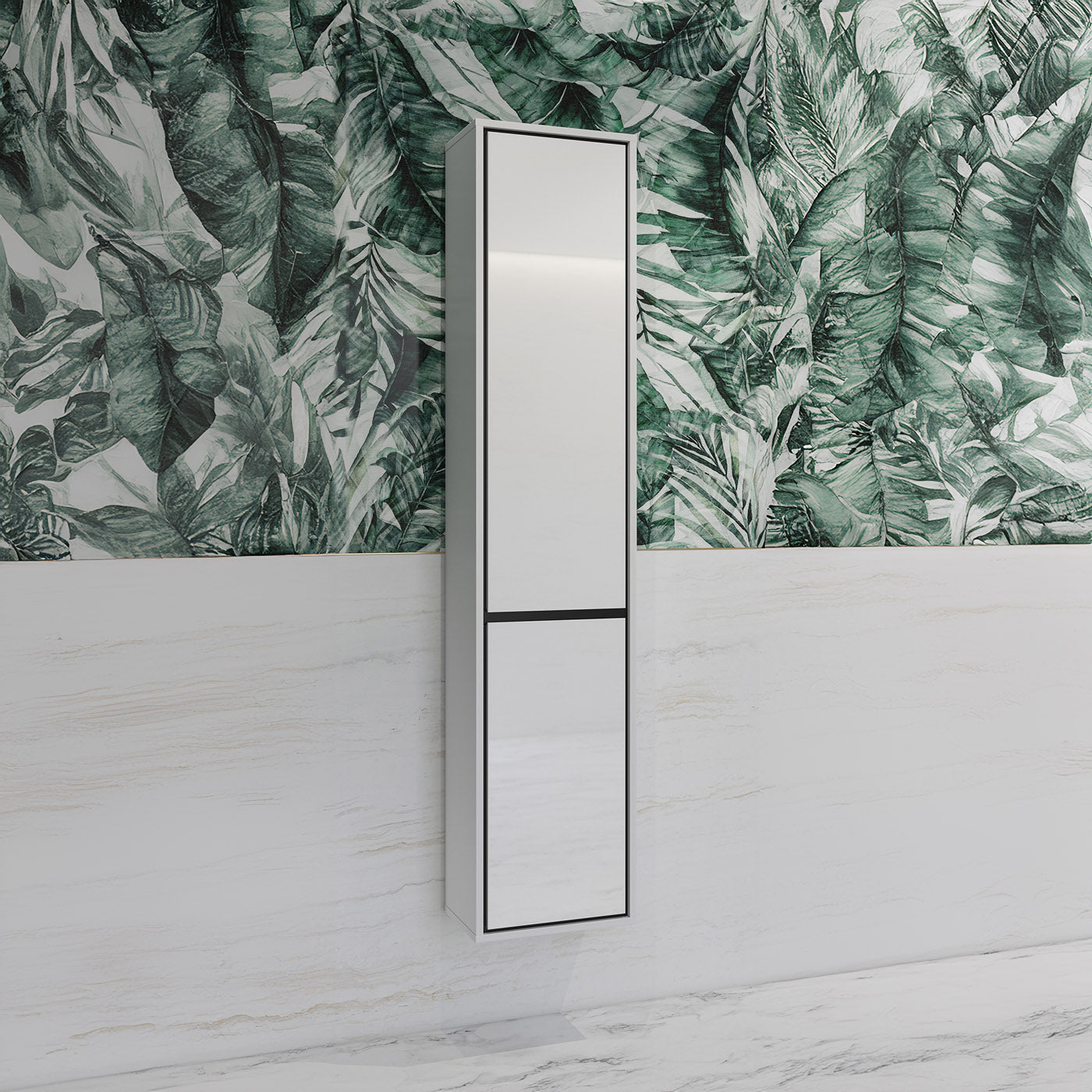 Skapis Iriva 35/30/172 cm balts/melns