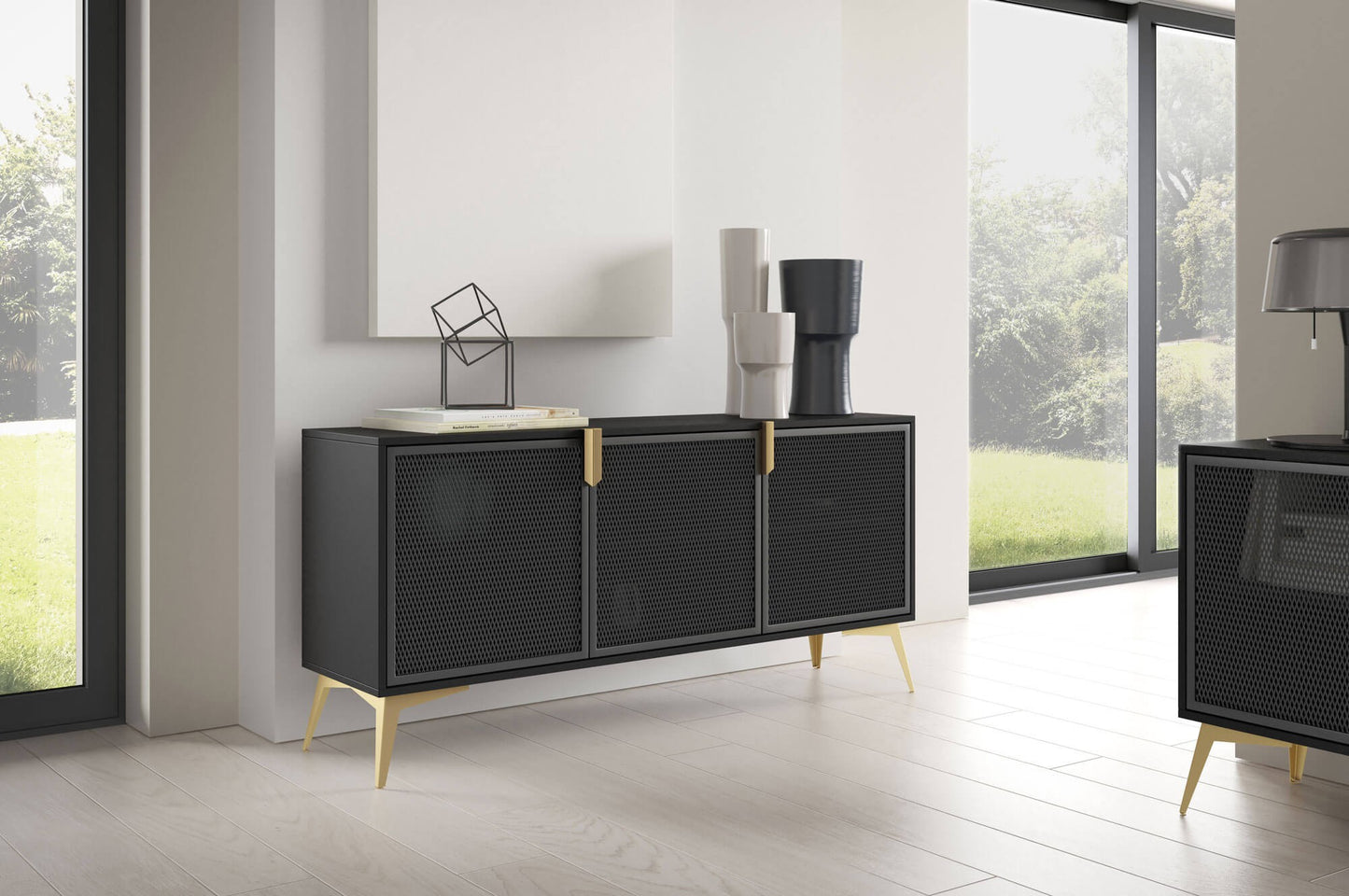 Kumode Bravis 164,5/42/77 cm melns/zelts - N1 Home