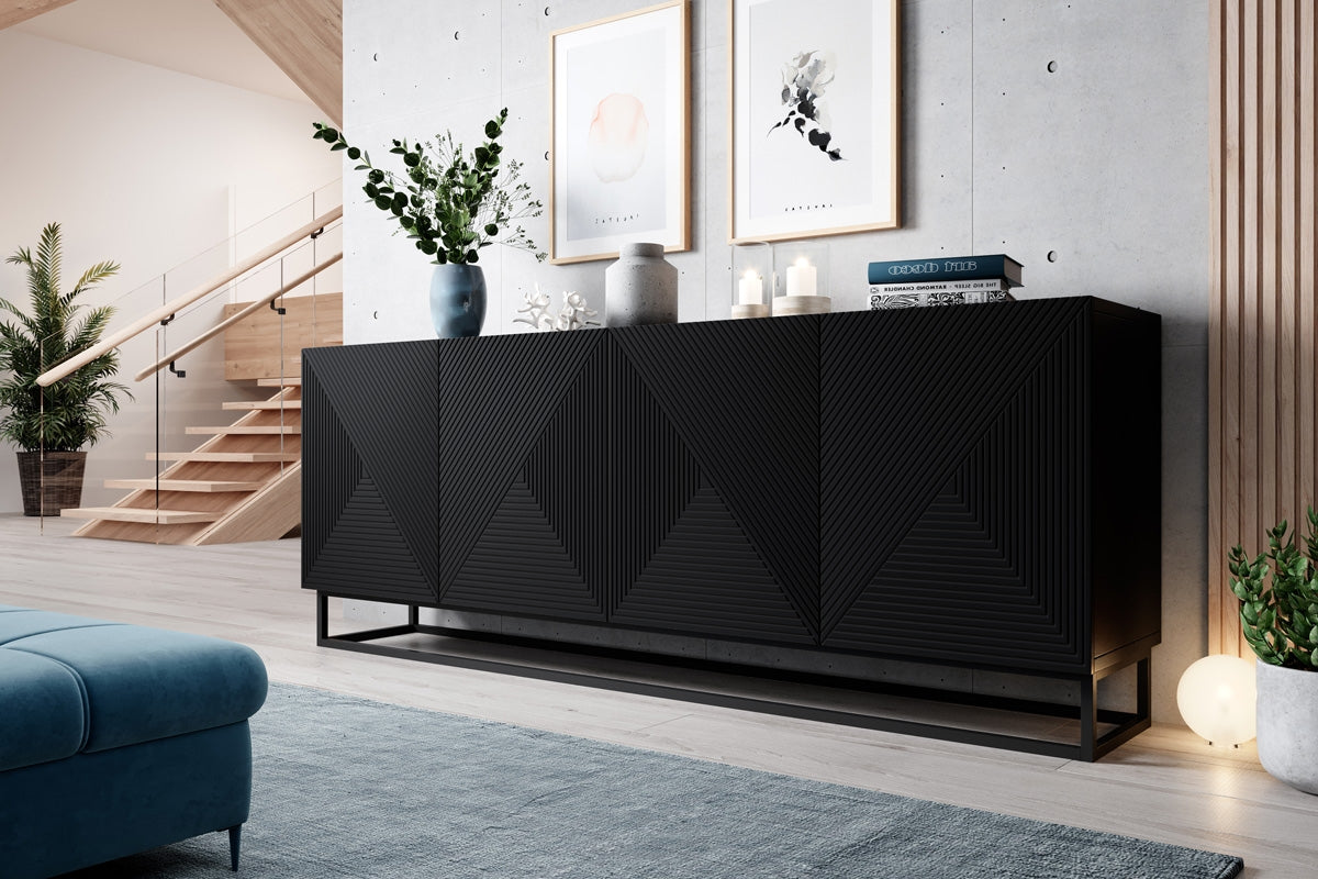 OSLO kumode ar metāla kājām 200/81/43 cm melns