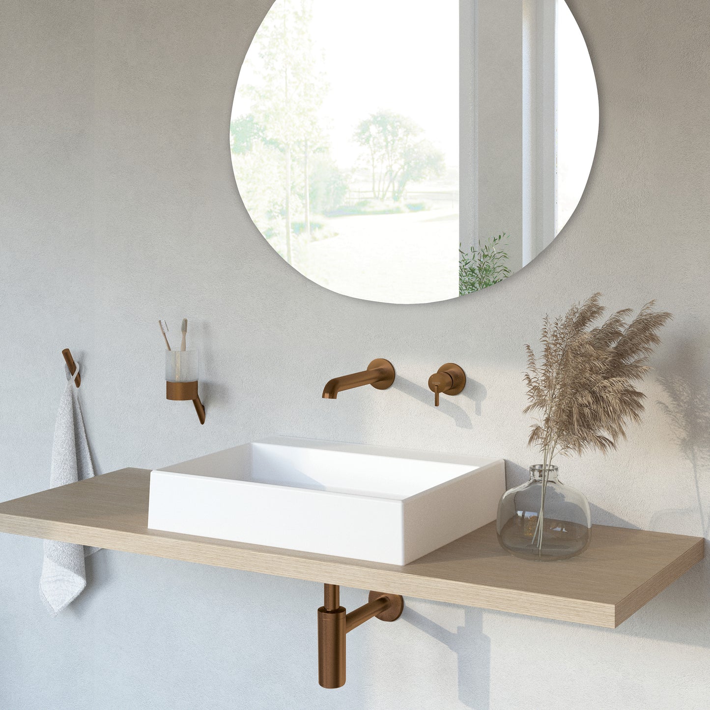 Iebūvēts izlietnes maisītājs Silia 222 mm matēta bronza - N1 Home