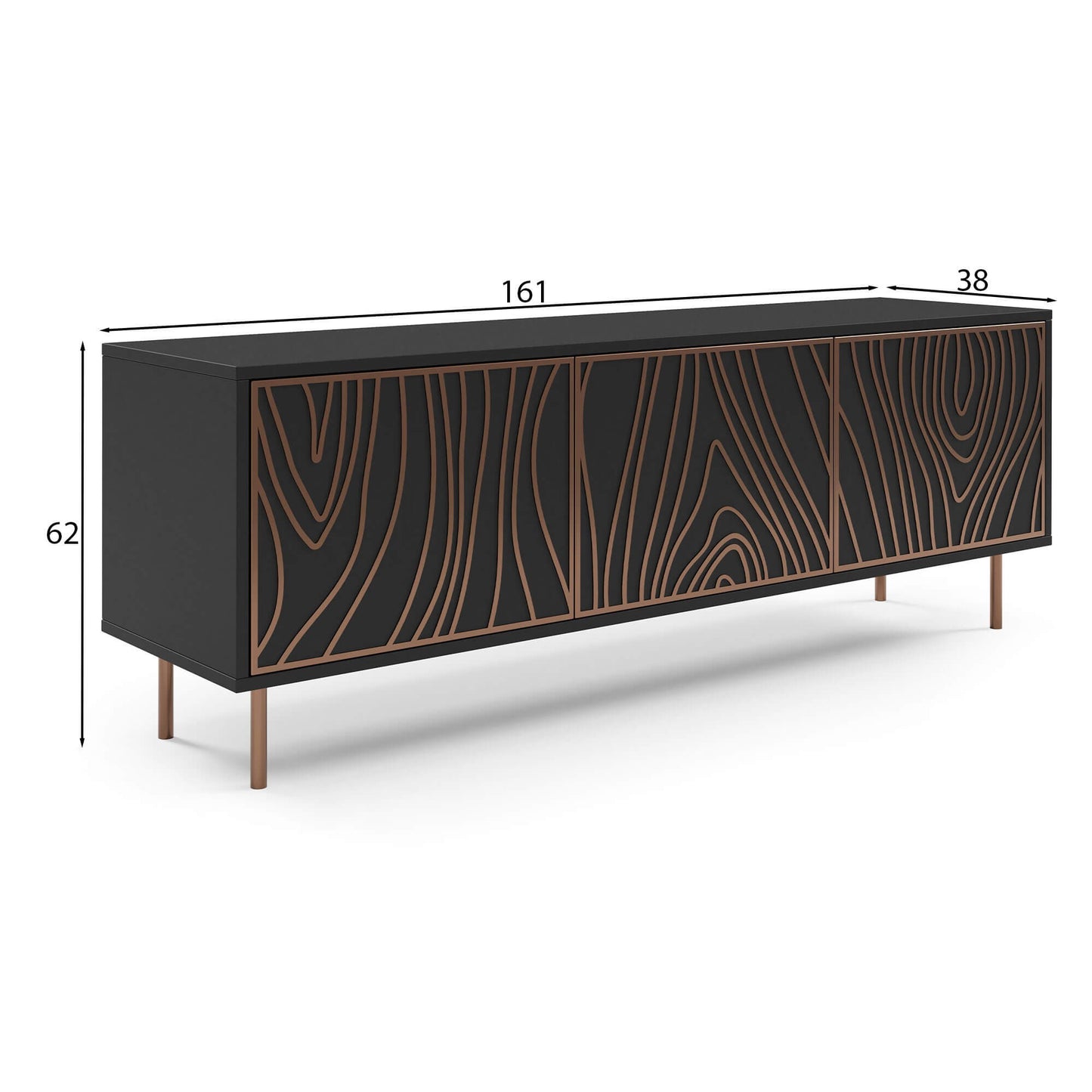 TV skapis Tivas 161/38/62 cm melns/varš - N1 Home