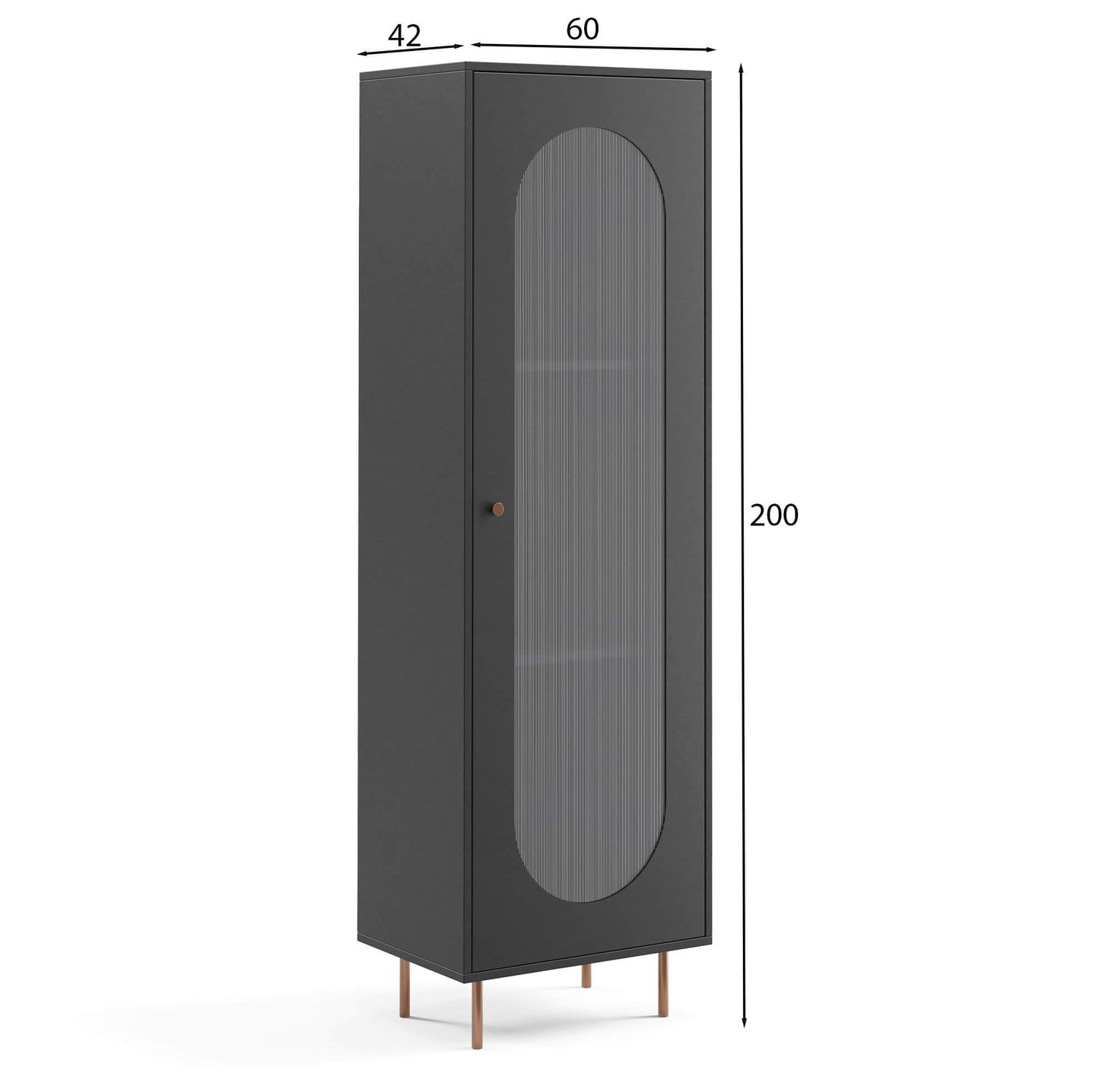 Vitrīnas skapis Volto 200/60/42 cm melns/varš - N1 Home