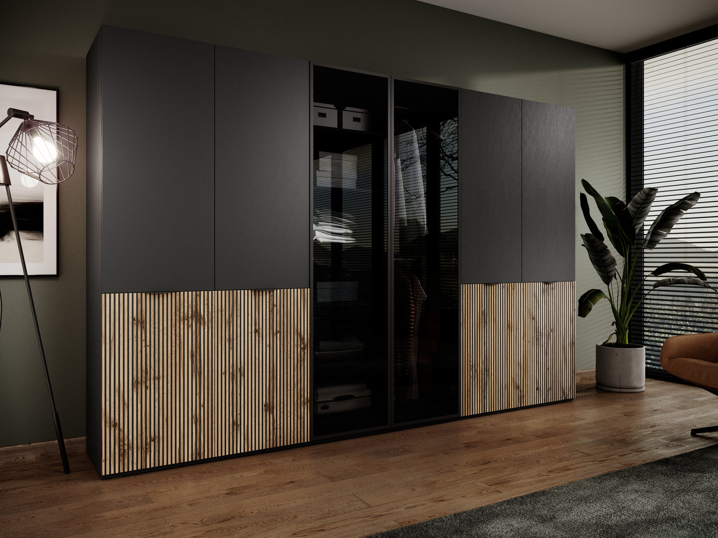 Vitrīnas skapis ENZO 101/200/51 cm melns - N1 Home