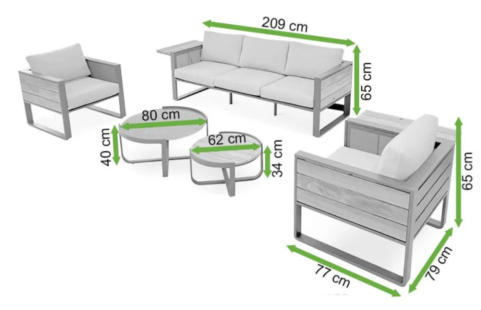 Terases atpūtas komplekts Carda Piano pelēks - N1 Home