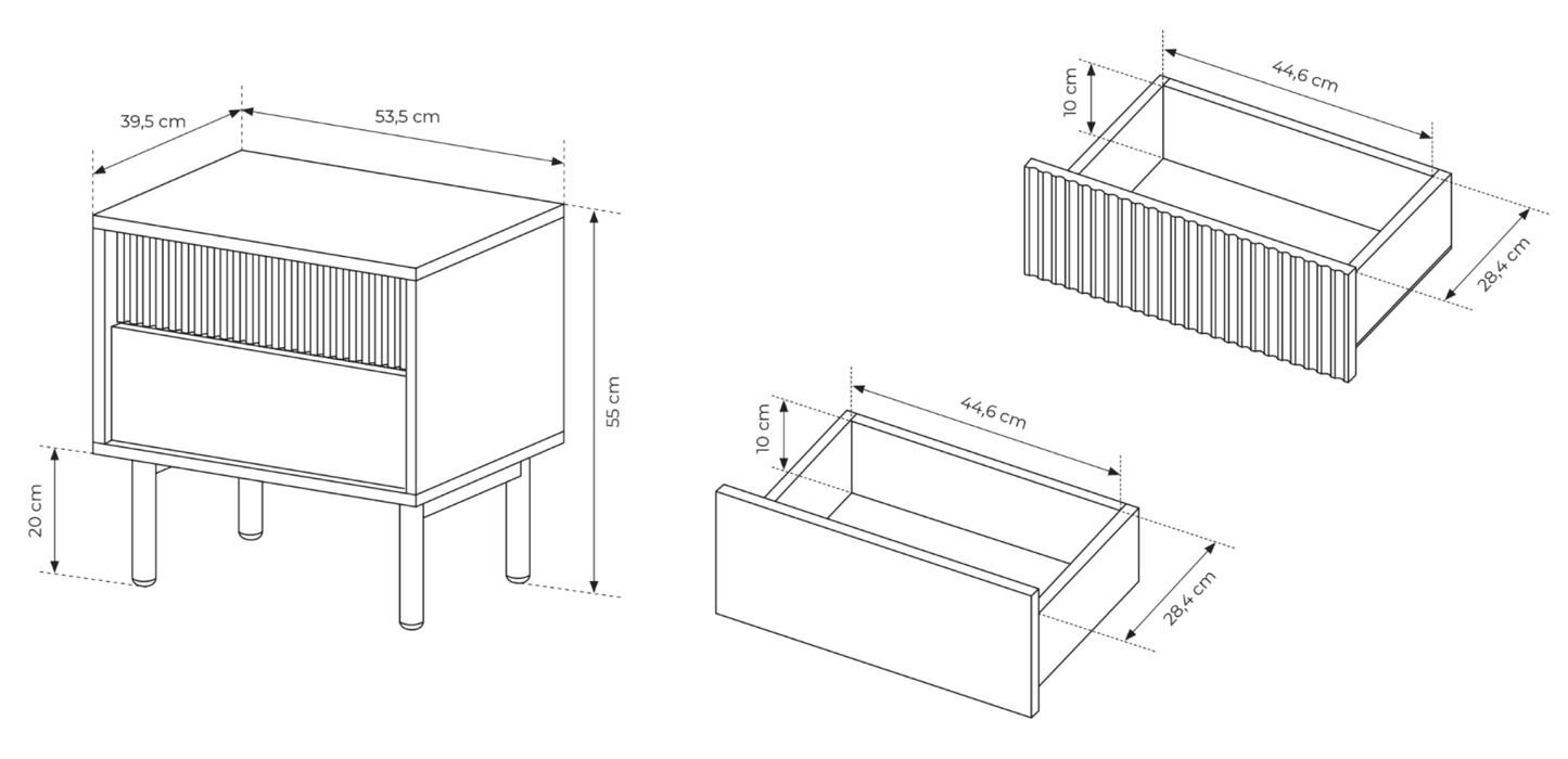 Naktsskapis Tavis 55/53/39 cm ozols