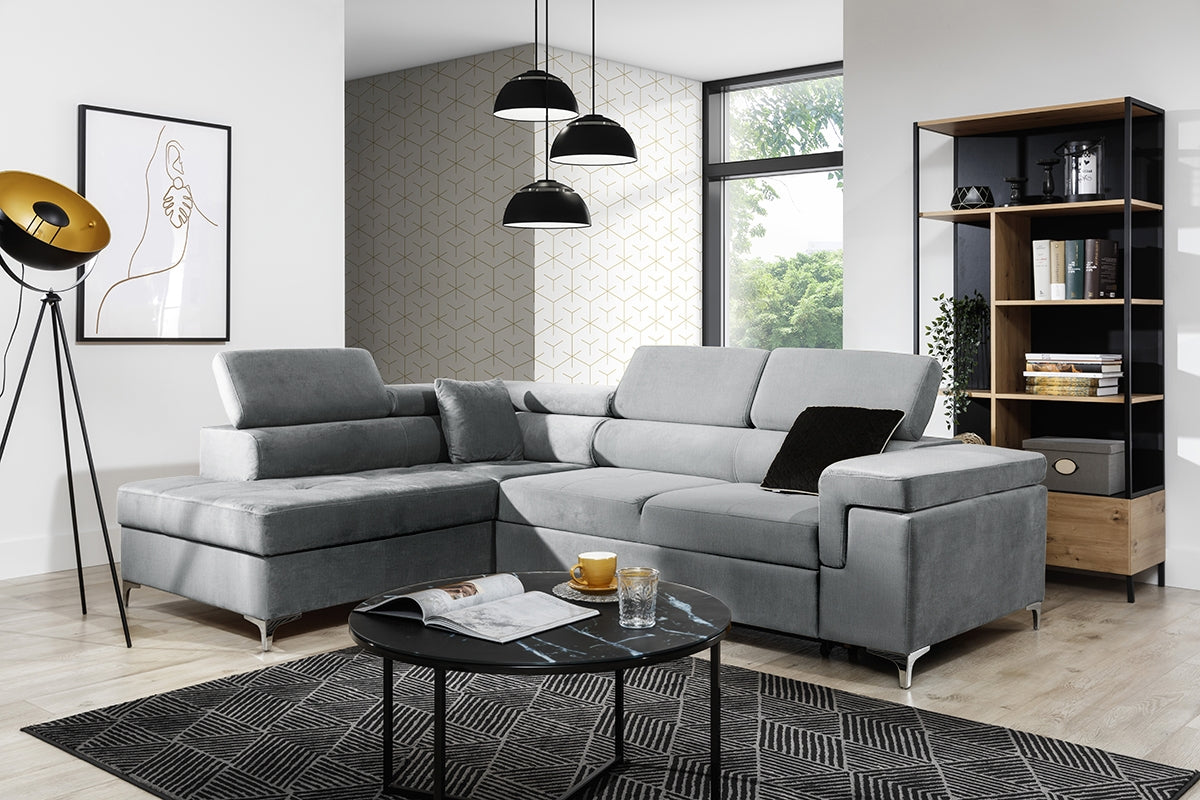 Dīvāns EGO L kreisais stūris 274/76-98/202 cm pelēks - N1 Home