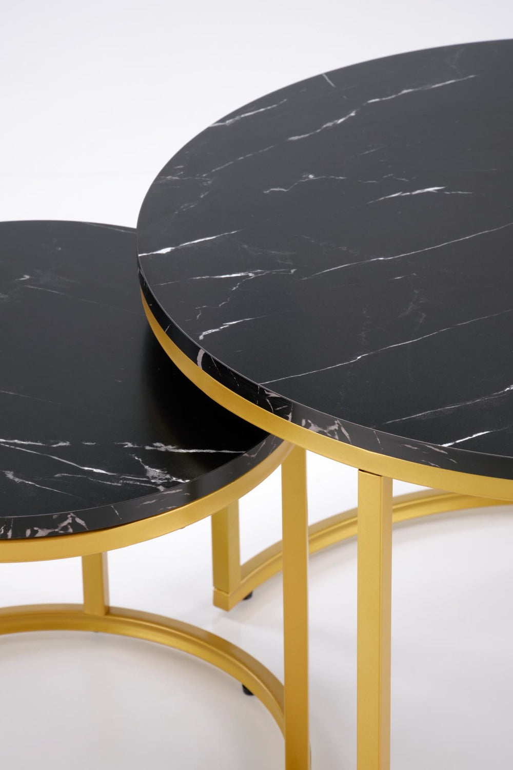 Kafijas galds Pao 60/40 un 38/34 cm melns marmors/zelts - N1 Home