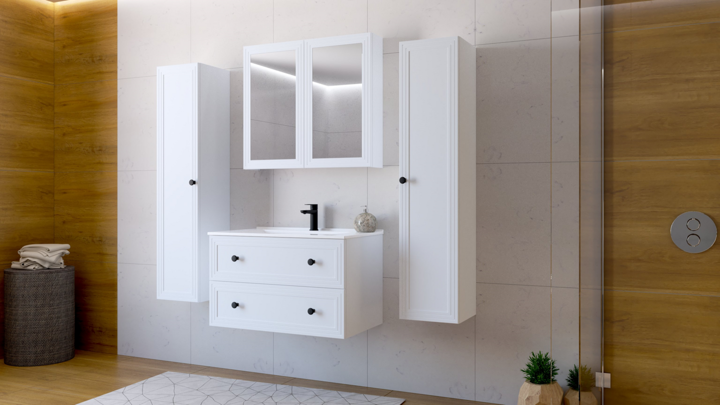 Vannas istabas skapīs ar spogulis Tor 60/15/70 cm; 80/15/70 cm balts - N1 Home