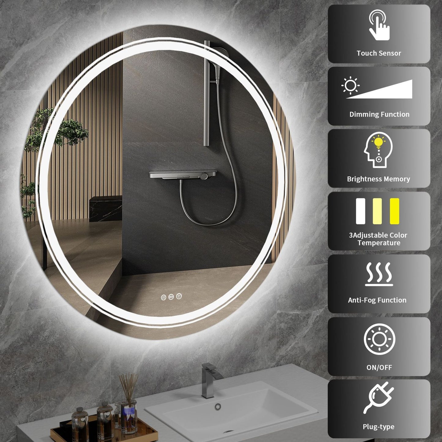 Spogulis Dove 60/60/4,5 cm; 80/80/4,5 cm sudraba - N1 Home