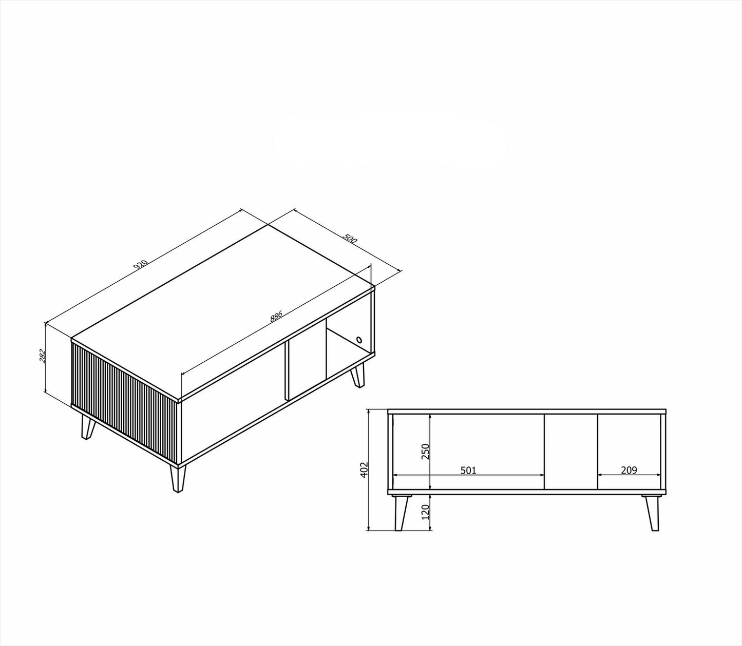 Kafijas galdiņš Berlin 92/50/40 cm kašmirs/ valrieksts - N1 Home