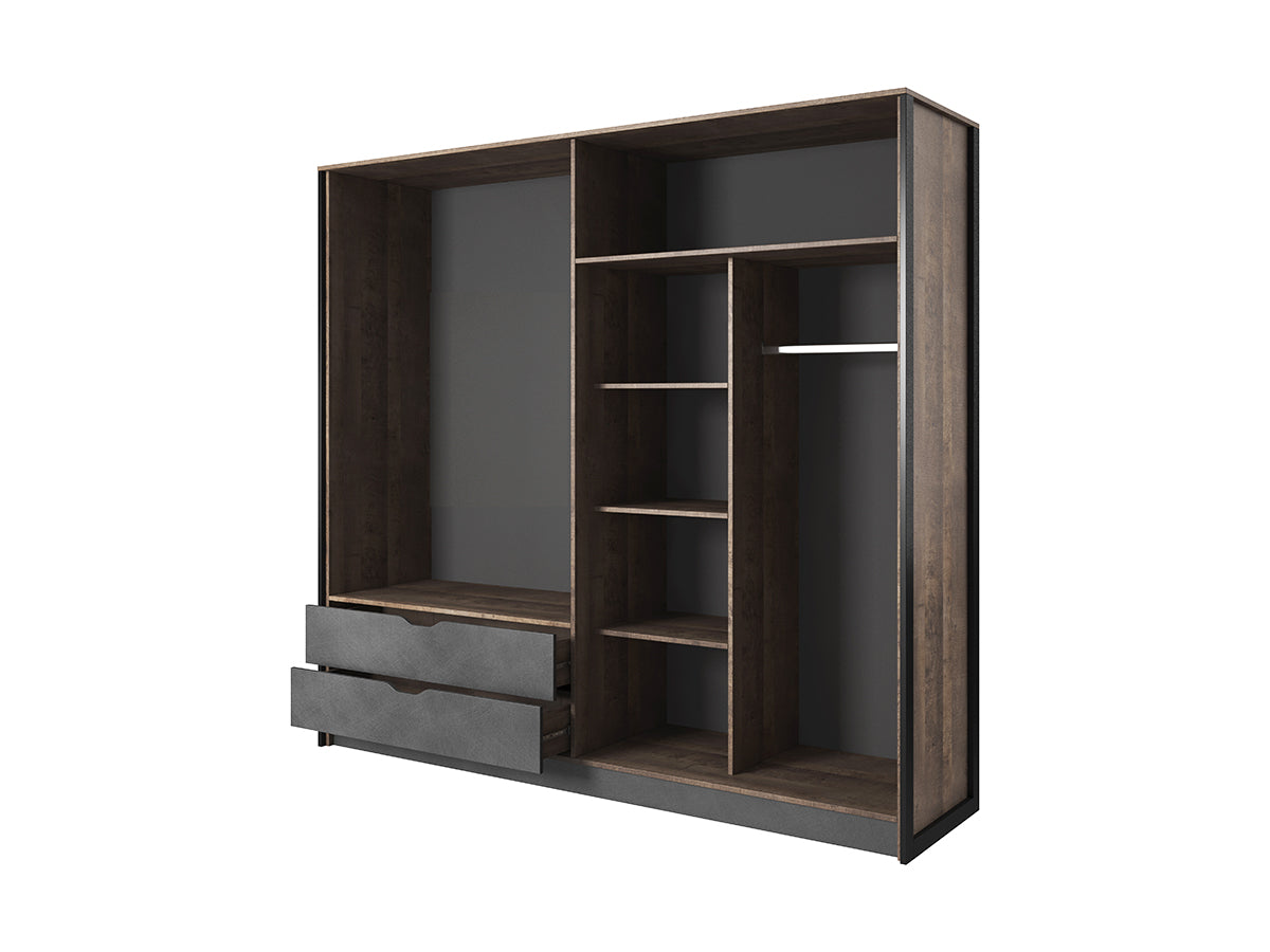 Skapis Ardi 220/204/56 cm ozols, smilšu krāsas, grunge/matera - N1 Home