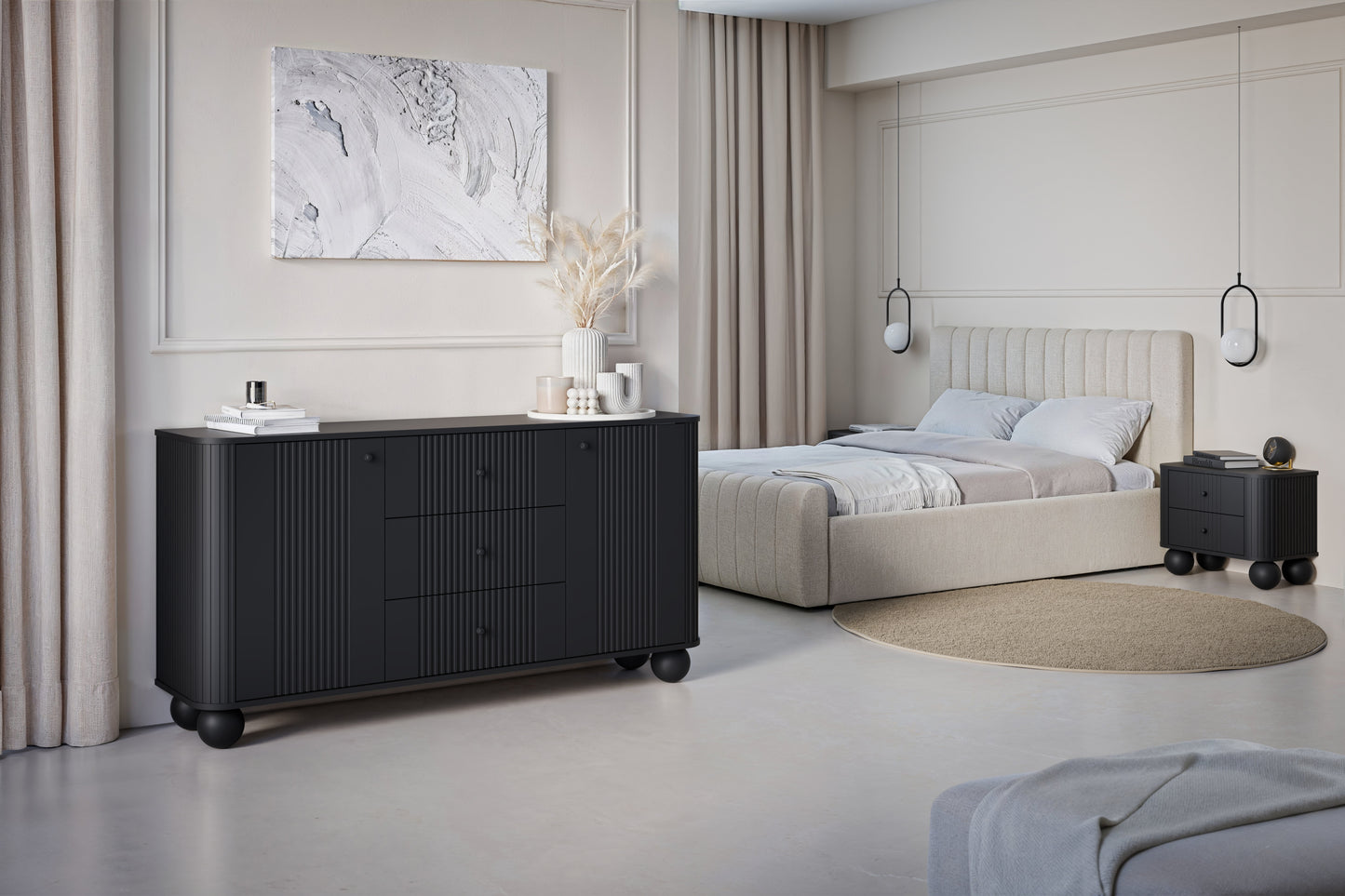 Kumode Vespa 160/82/38 cm melns/melns - N1 Home