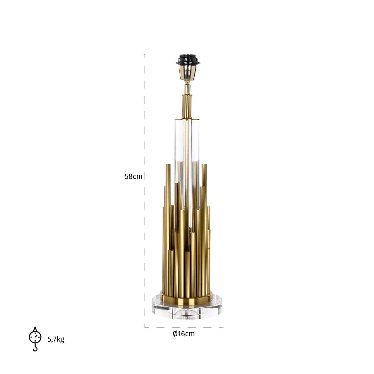 Galda lampa Dex Richmond Interiors 16/16/58 cm brushed gold