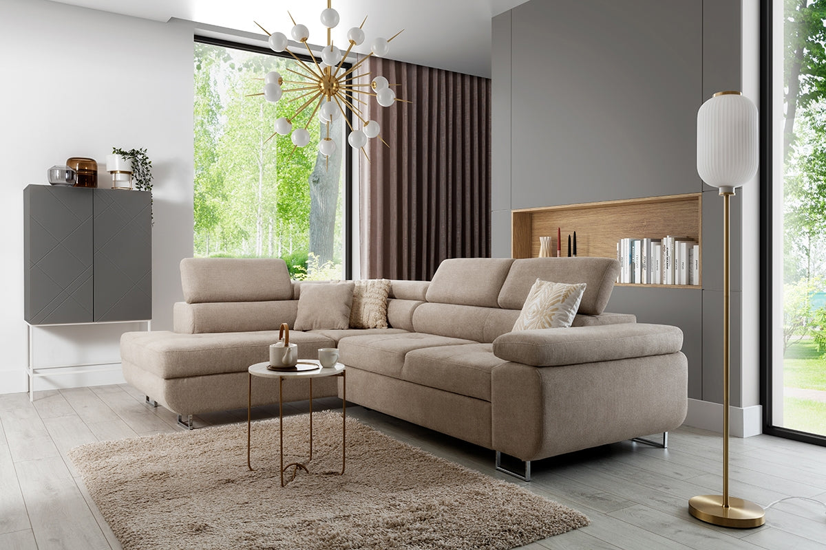 Dīvāns TOKYO kreisais stūris 277/76-98/201 cm bēšs - N1 Home
