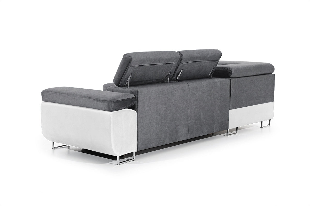 Dīvāns TOKYO kreisais stūris 277/76-98/201 cm tumši pelēks/balts - N1 Home