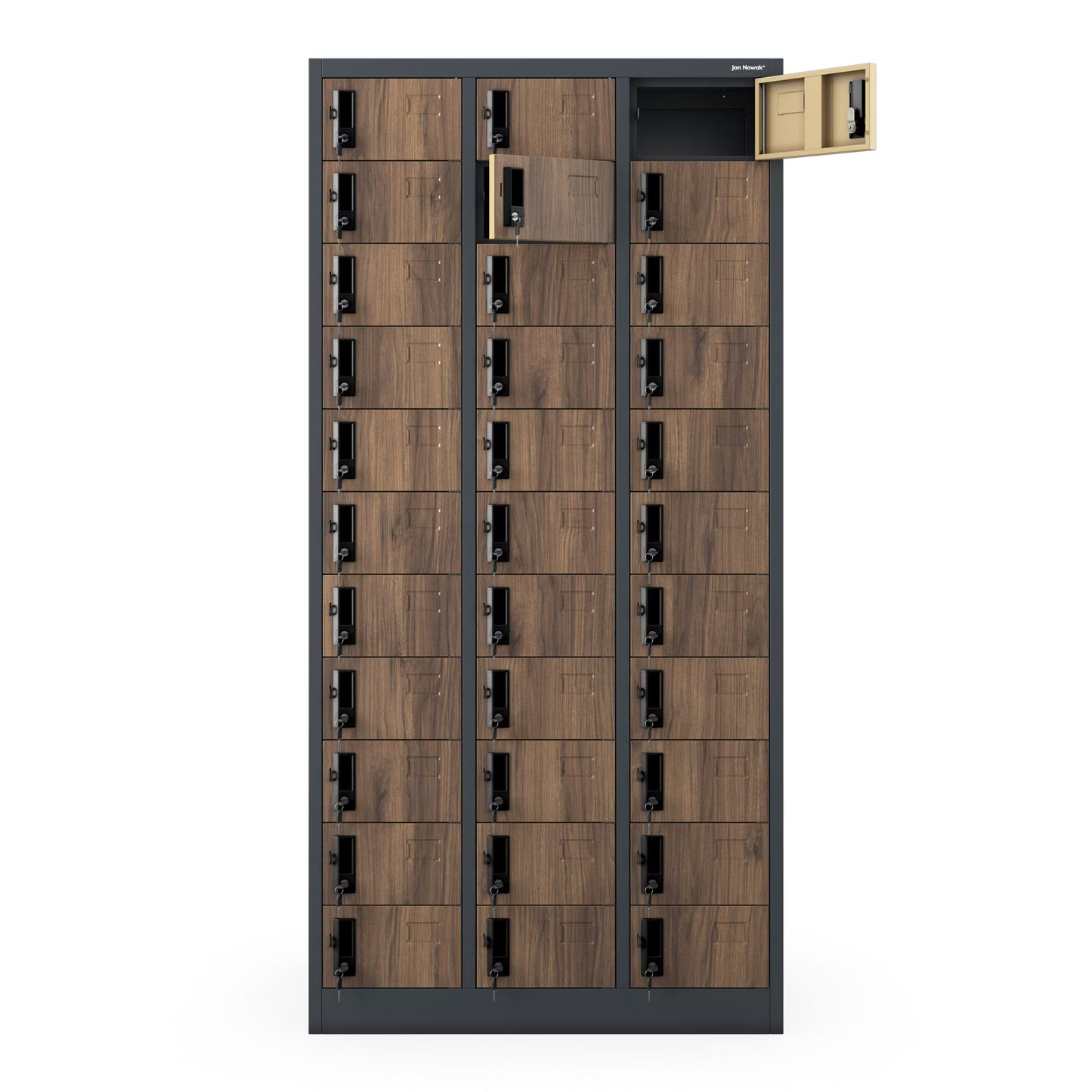 Skapis Oli 90/185/45 cm rieksts/antracīts - N1 Home