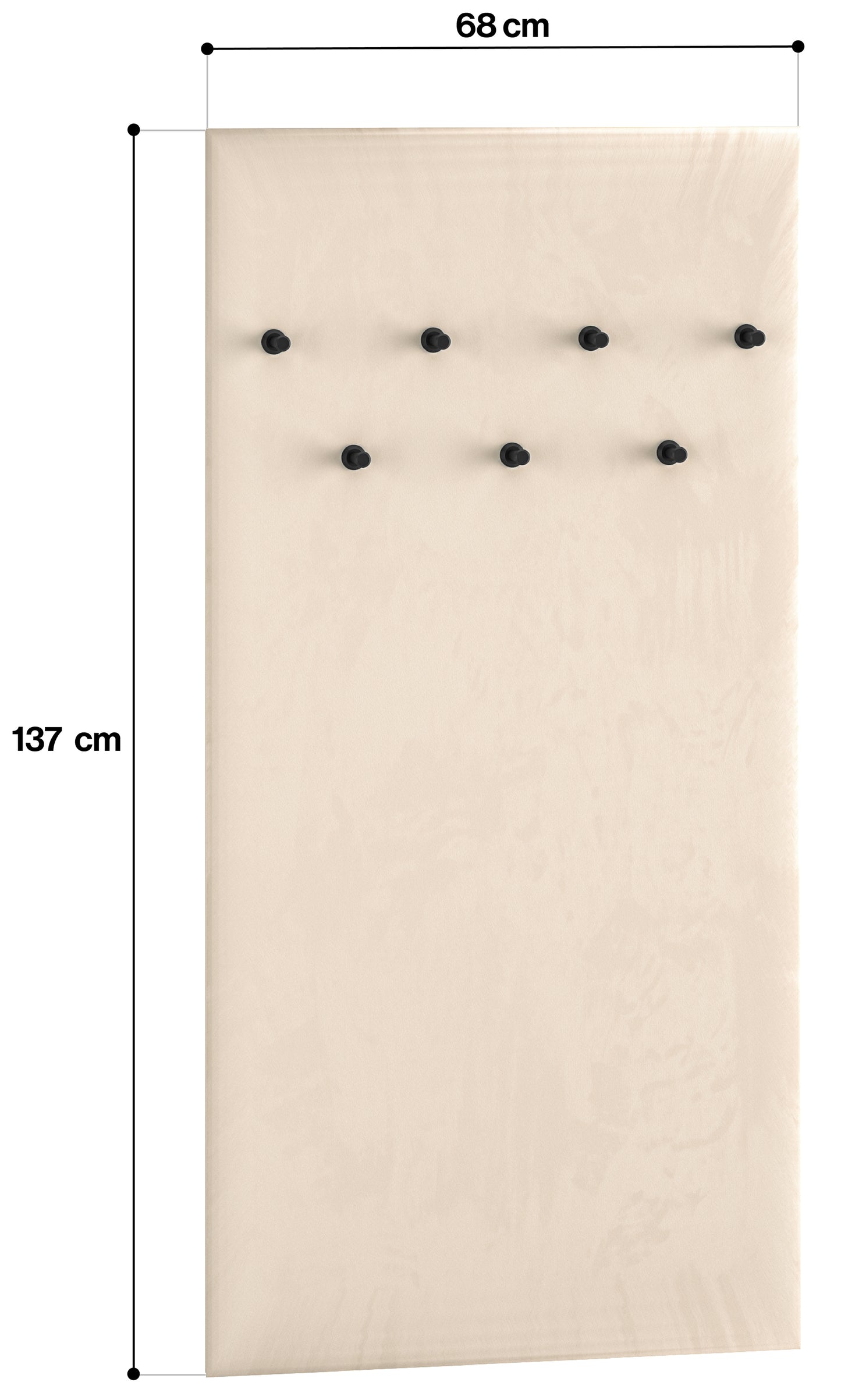 GALETO polsterēts sienas pakaramais 68 cm, bēšs - N1 Home