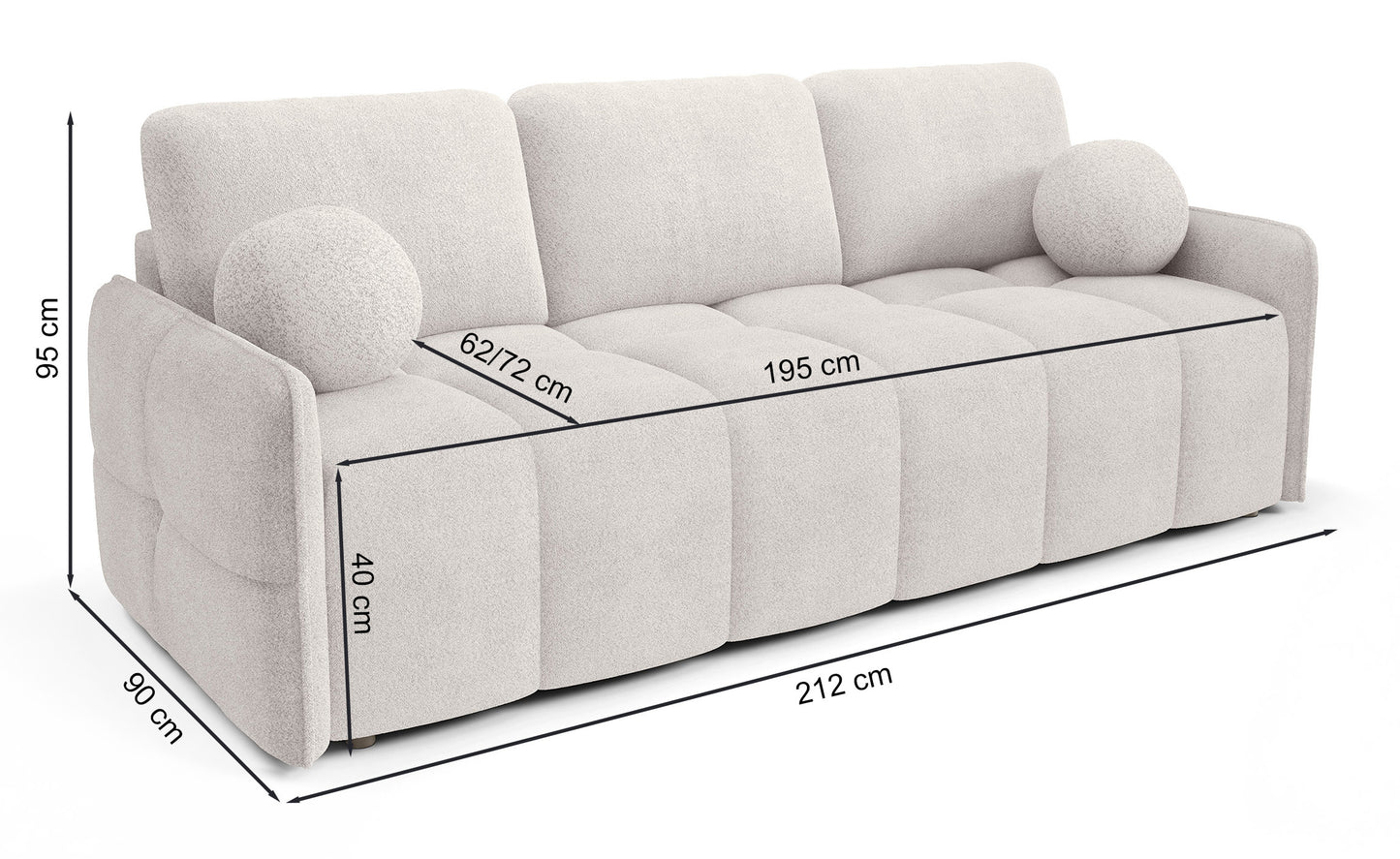 Dīvāns Bambo 212/90/95 cm Abriamo 3 - N1 Home