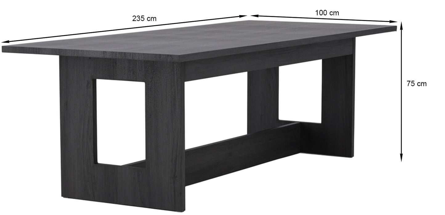 Galds Nores 235/75/100 cm melns ozols - N1 Home