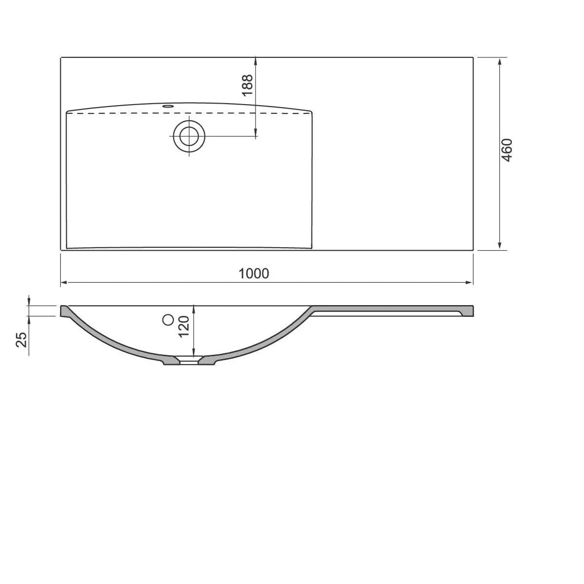 Izlietne Uniko AM ar galdu 100,2 x2,5 x46 cm balts - N1 Home