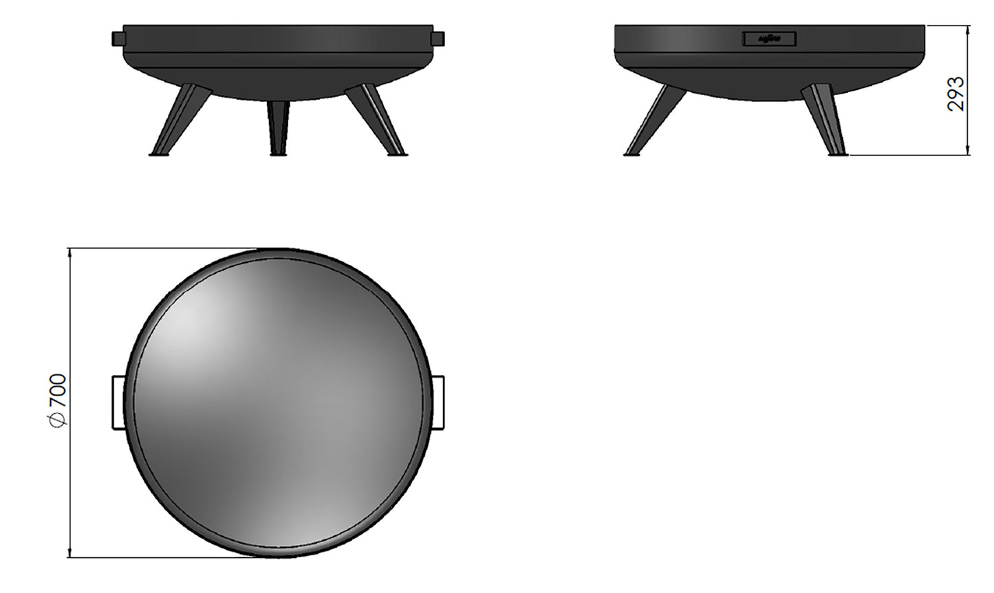 Dārza kamīns Mira 70/29; 100/30 cm melns - N1 Home
