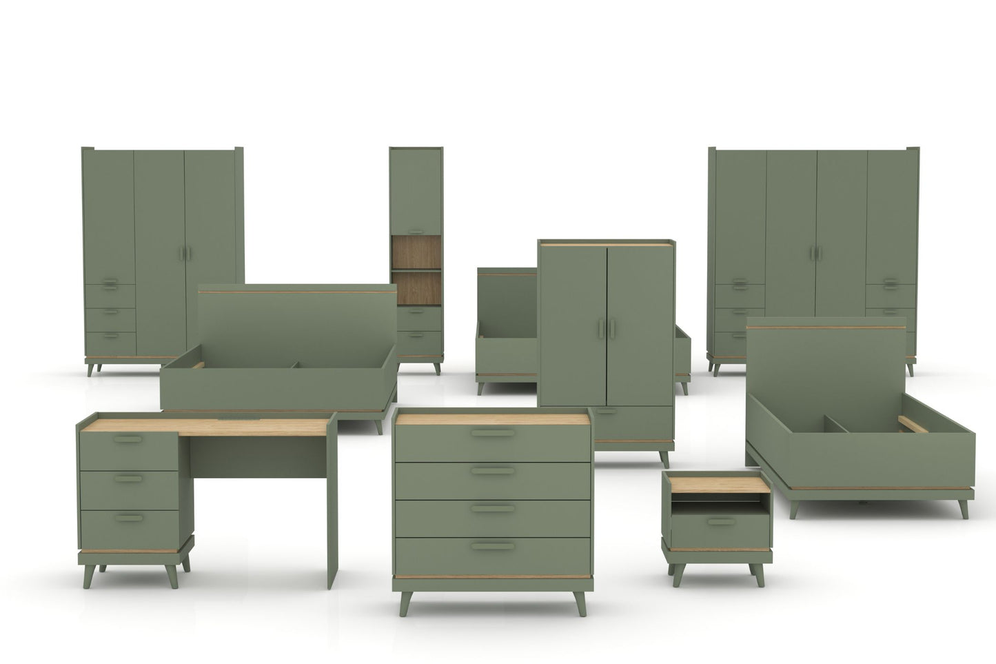 Naktsskapītis Skanija 50/51/40 cm zaļs - N1 Home