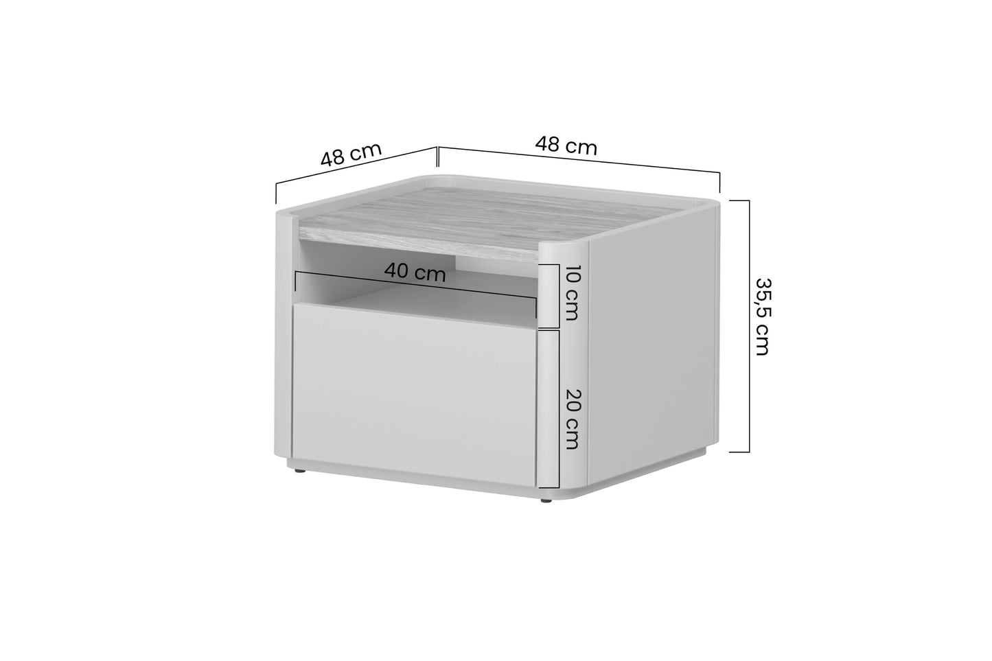 Naktsskapītis Elva 48/35.5/48 cm Eikalipts / Baltijas kāpu ozols - N1 Home