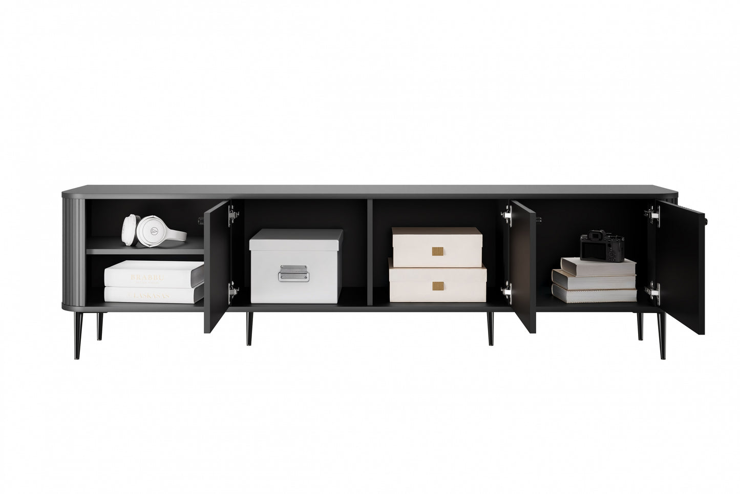 TV skapis Vespa 187/51/38 cm melns/melns - N1 Home