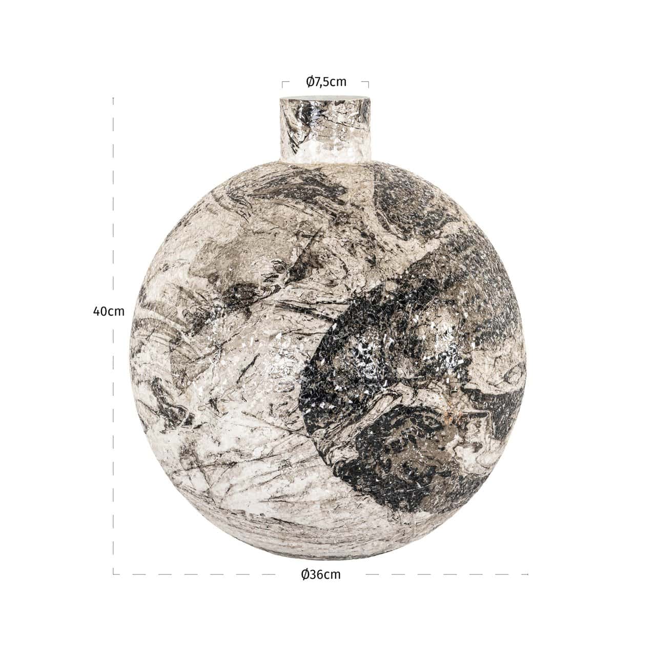 Vāze Delisha Richmond Interiors 36/36/40 cm balts/melns