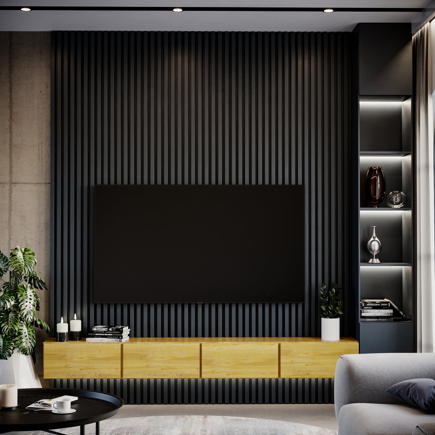 3D sienas lamele tumši zils 3x4x275 cm - N1 Home