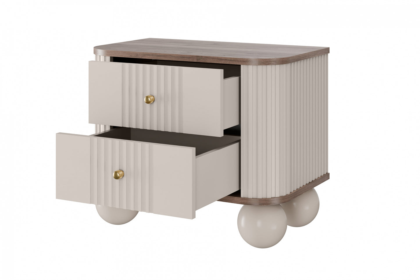 Naktsskapītis (2) Vespa 56/48/38 cm kašmirs/rieksts/zelts - N1 Home