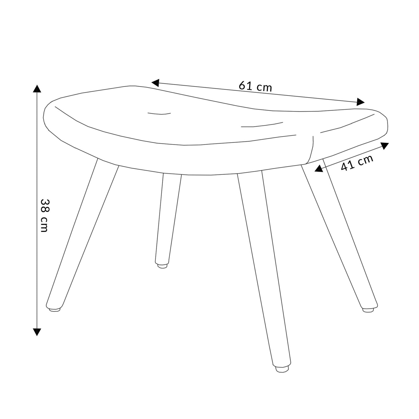 Melna velūra kāju balsts MOSS 61x41x38 cm - N1 Home