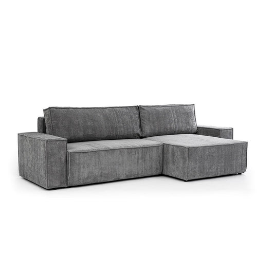 Dīvāns FIBI M  labais stūris 283/90-77/144 cm pelēks - N1 Home